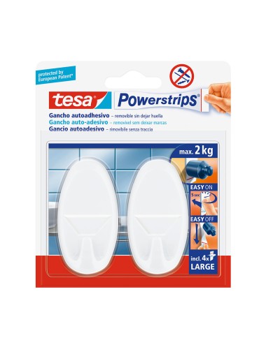 Tesa powerstrips hasta 2kg ovalado blanco 58013