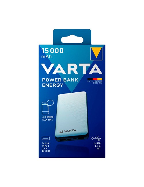 Power bank energy 15.000mah varta 100/240v 74x21x138mm