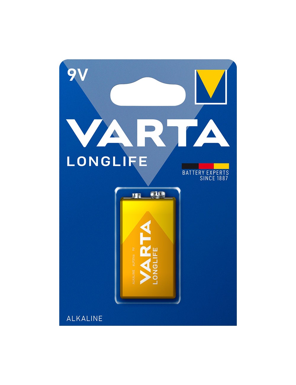 Pila alcalina varta 9v - 6lr61 longlife (blister 1 unid.) 26,5x17,5x48,5mm