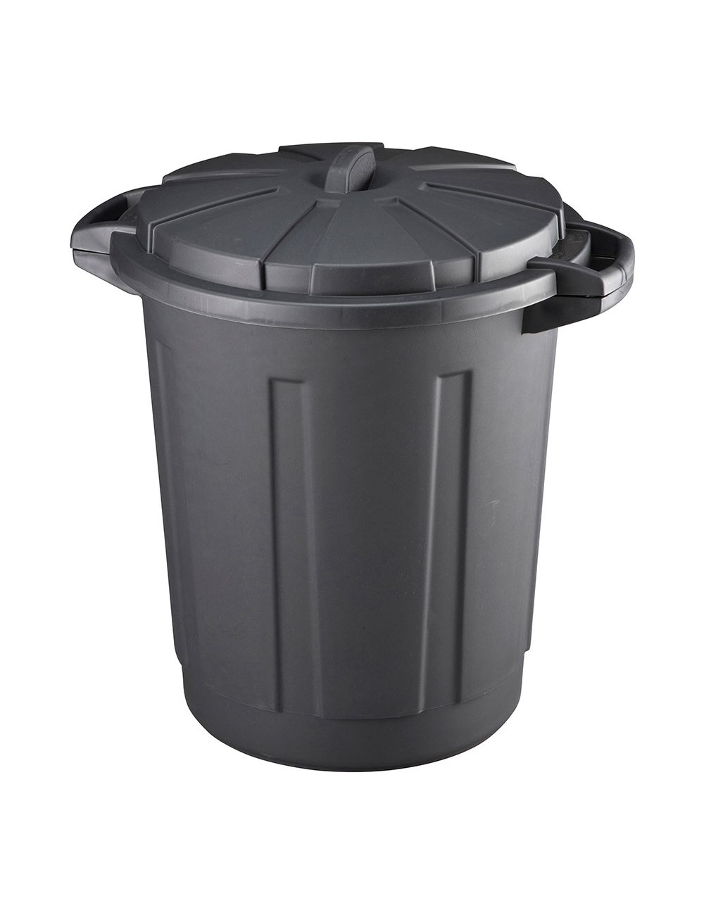 Cubo de basura de comunidad 80 litros color negro con tapa mondex