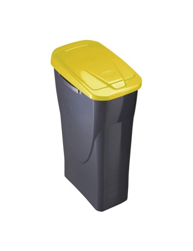 Cubo 15 litros ecobin con tapa color negro/amarillo 20x31x42cm mondex