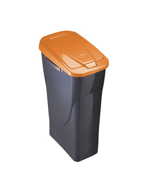 Cubo 15 litros ecobin con tapa color negro/naranja 20x31x42cm mondex