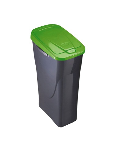 Cubo 15 litros ecobin con tapa color negro/verde 21,5x31x42cm mondex