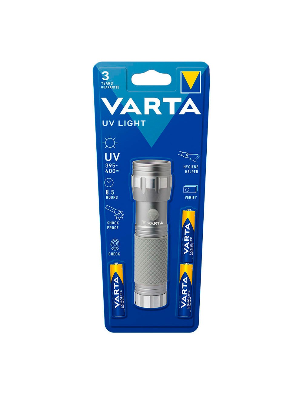 Linterna uv light ultravioleta varta 8,5h 3xaaa