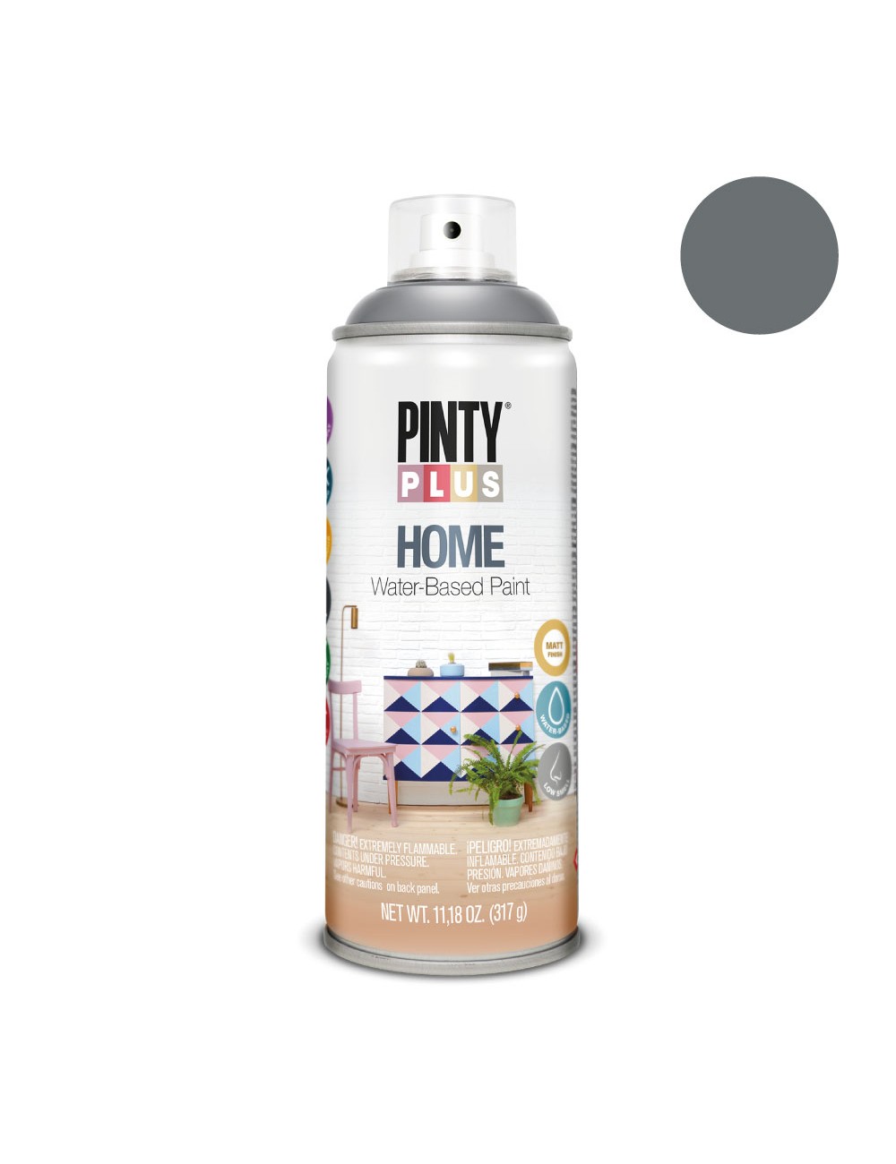 Pintura en spray pintyplus home 520cc thundercloud grey hm418