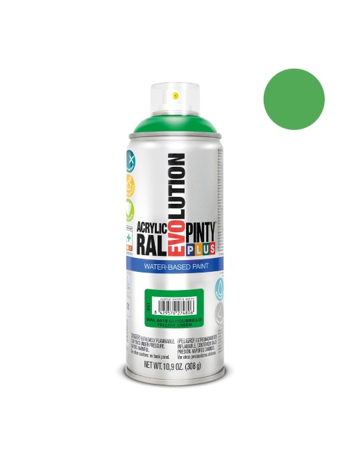 Pintura en spray pintyplus evolution water-based 520cc ral 6018 verde amarillento