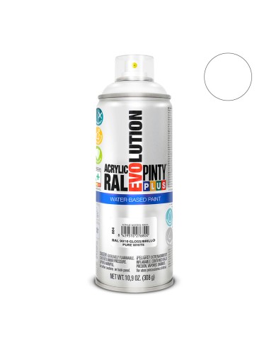 Pintura en spray pintyplus evolution water-based 520cc ral 9010 blanco puro