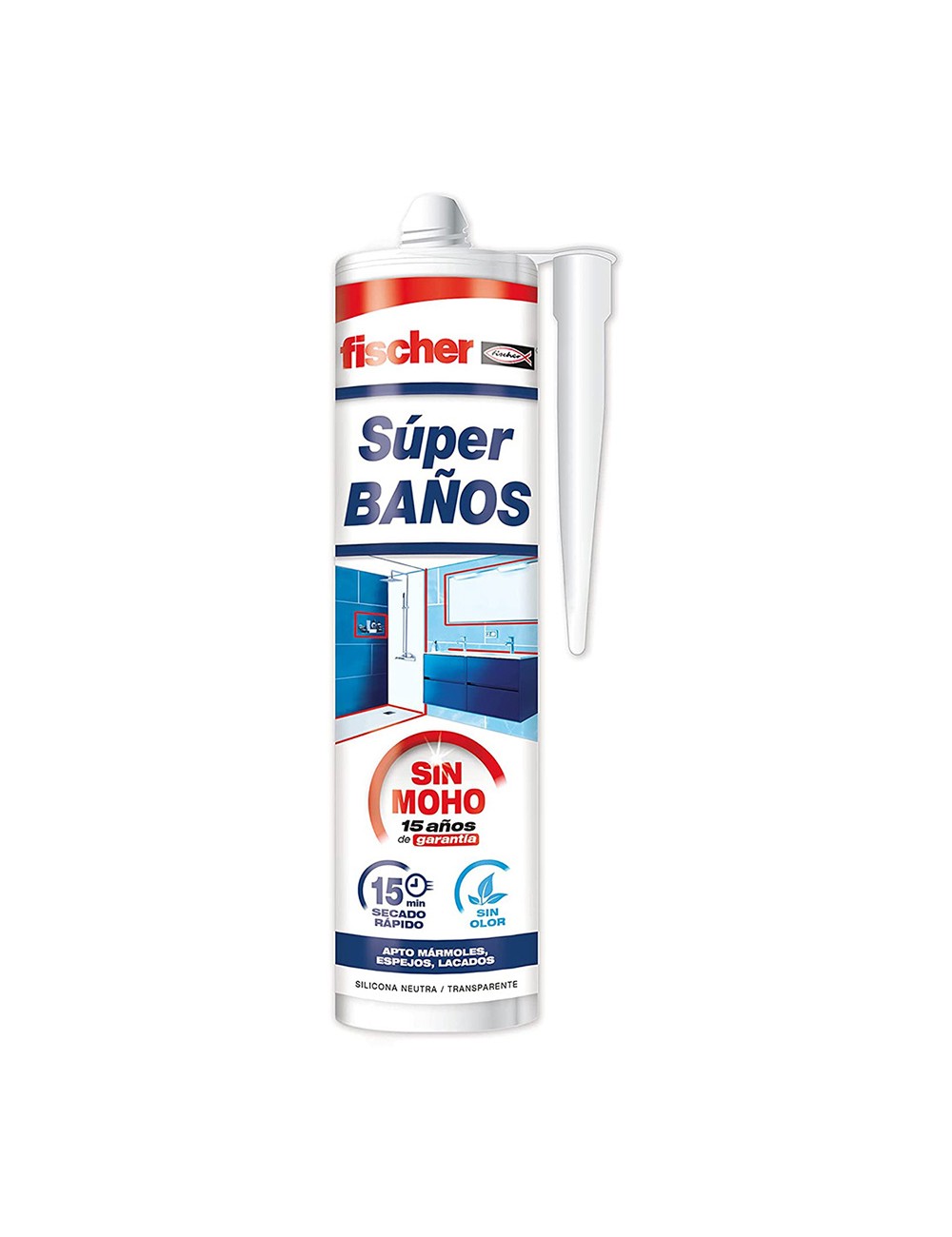 Super baños silicona translúcida antimoho sin olor 280ml 563065 fischer