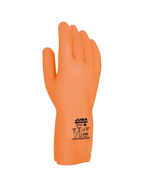 Guante de trabajo látex/neopreno naranja talla 6 juba