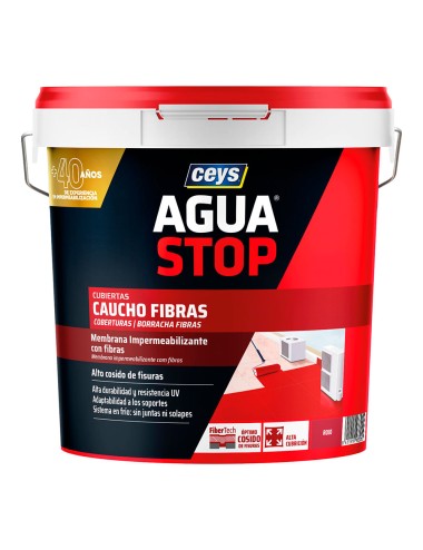 Aguastop caucho fibras rojo 20kg 903305 ceys