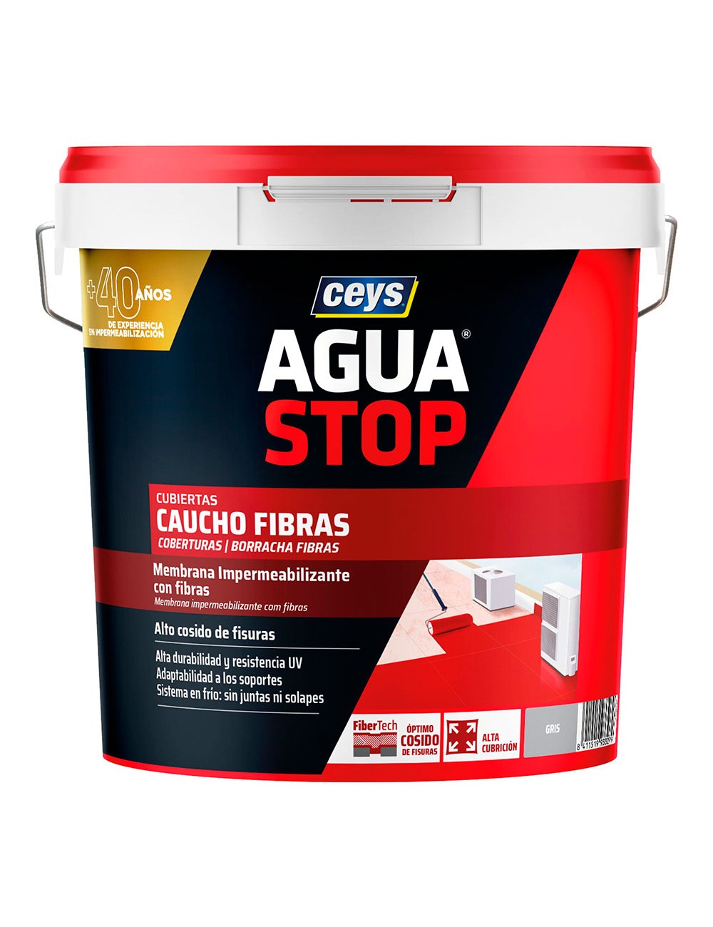 Aguastop caucho fibras gris 20kg 903307 ceys