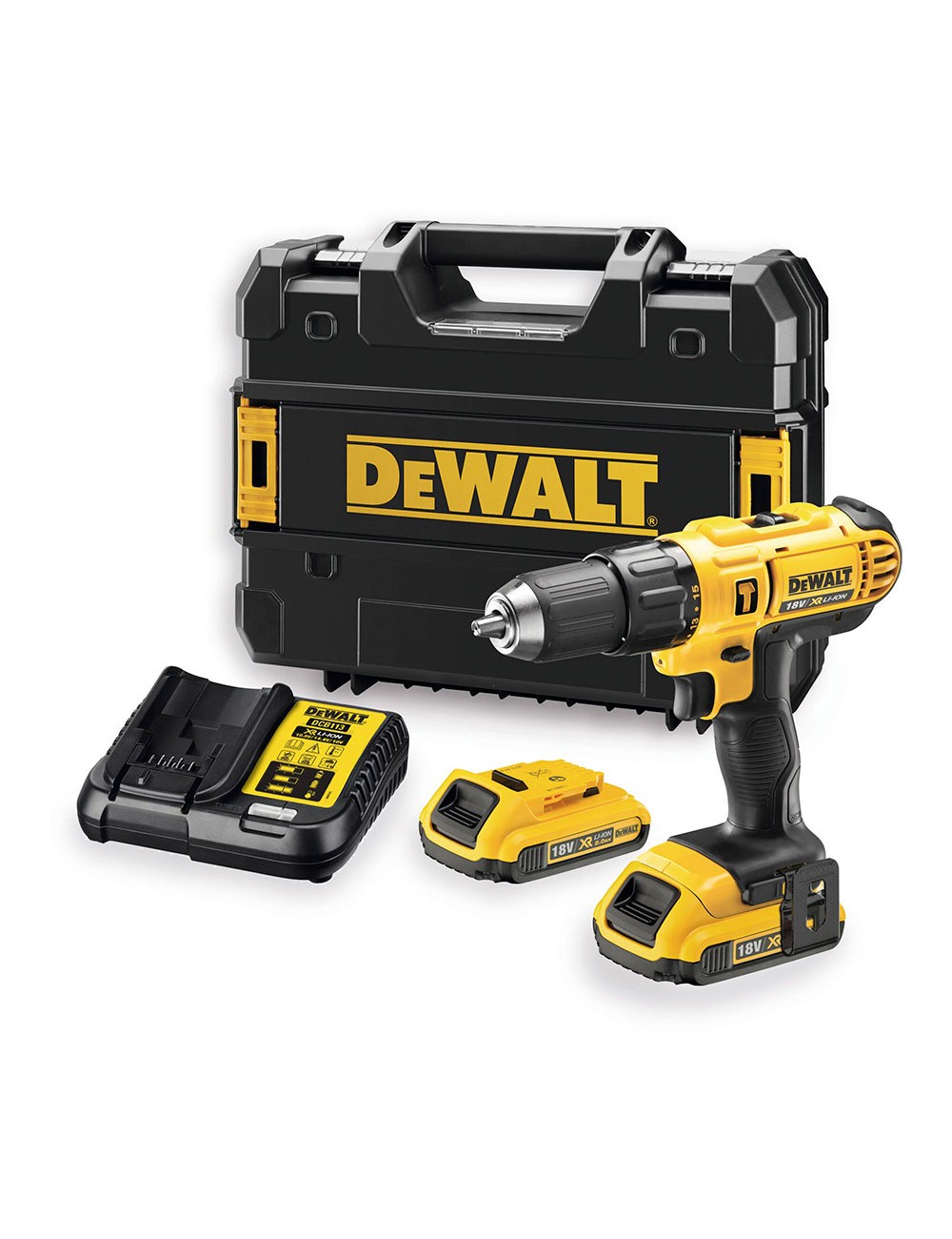 Taladro percutor xr 18v 13mm 2 baterias y maletin dcd776d2t-qw dewalt