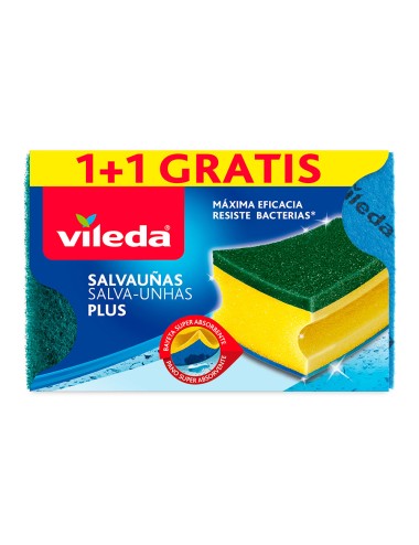 Estropajo salvauñas plus antibacterias 1+1 162590 vileda