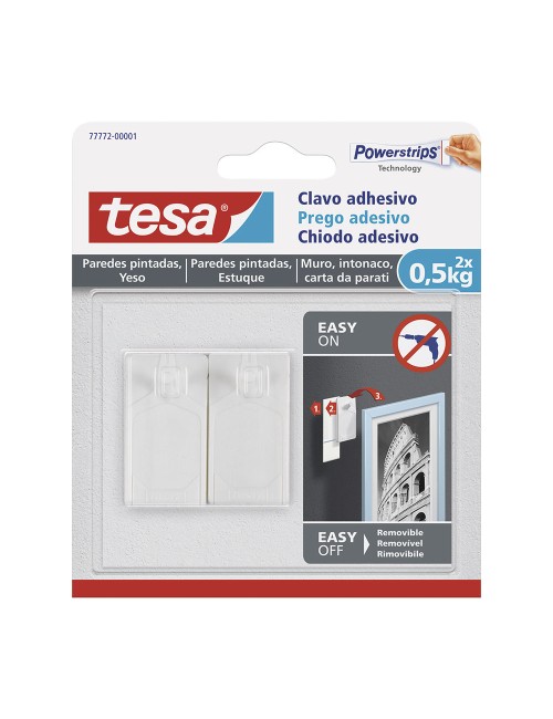 Clavo adhesivo hasta 0.5kg para pared pintada tesa