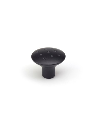 Blister con 2 pomos redondos para mueble fabricado en zamak acabado negro mate mod. e744g ø35mm rei