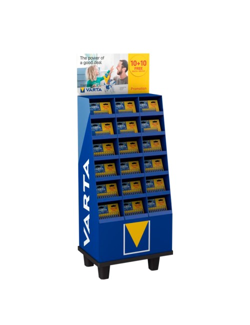 Expositor promocional 102 blisters 10+10 pilas (aa+aaa) longlife power varta