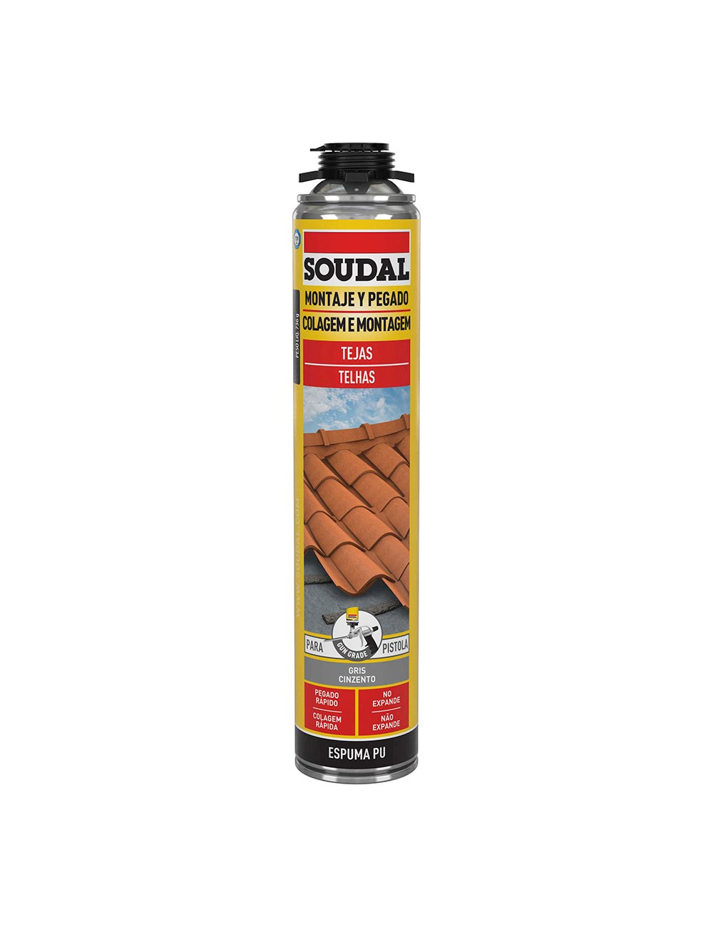 Espuma para teja pistola gris 750ml soudal