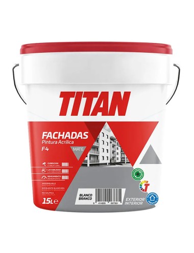 Pintura acrílica fachadas mate f-4 blanco 15l titan 125670015