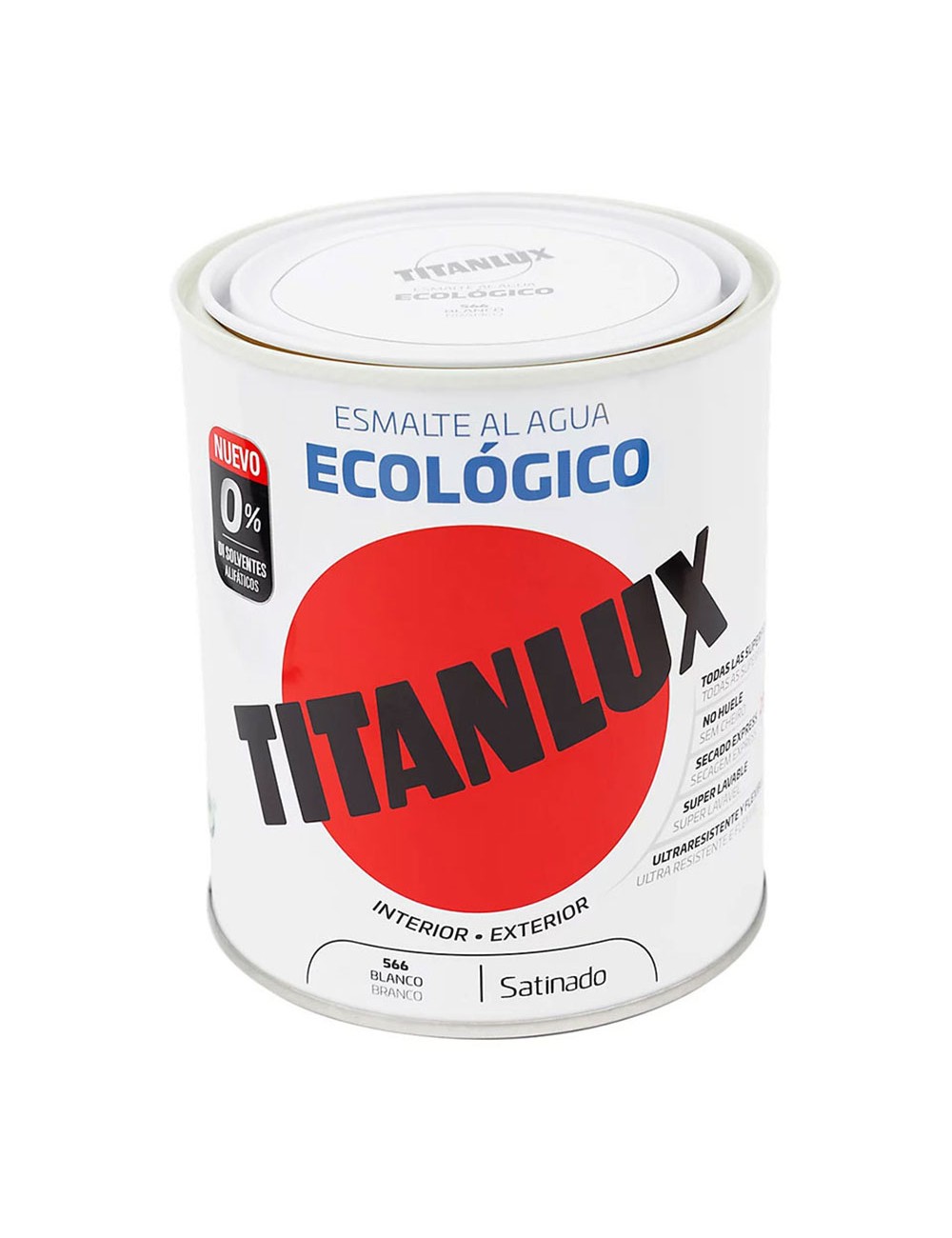 Esmalte ecológico al agua satinado blanco 750ml titanlux 01t056634