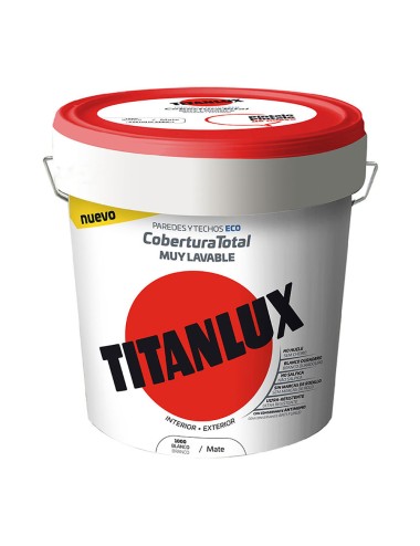 Pintura plástica lavable mate interior-exterior cobertura total blanco 4l titanlux 06t100005