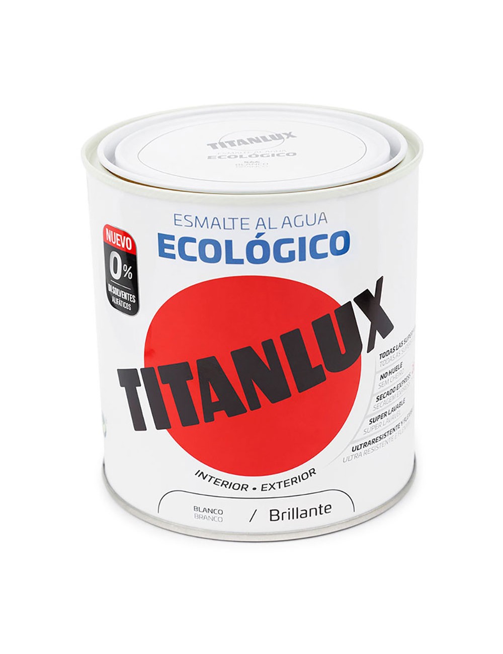 Esmalte ecológico al agua brillante blanco 250ml titanlux 00t056614