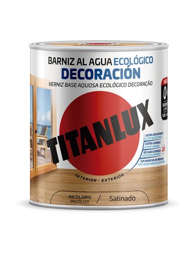 Barniz al agua ecológico decoración satinado incoloro 0,750l titanlux m21100034