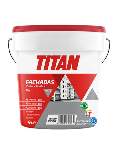 Pintura acrílica fachadas mate f-4 blanco 4l titan 125670004