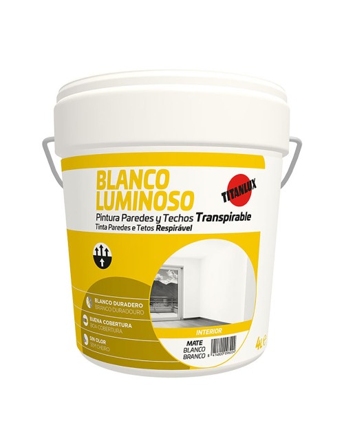 Pintura paredes y techos interior blanco luminoso 4l mate titan 03h000104