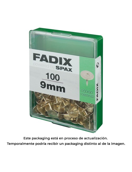 Caja m 100 unid. chincheta plana latonada 9mm fadix