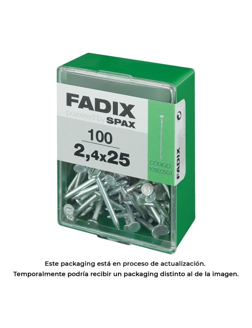 Caja m 100 unid. clavo cp acero 2,4x25mm fadix