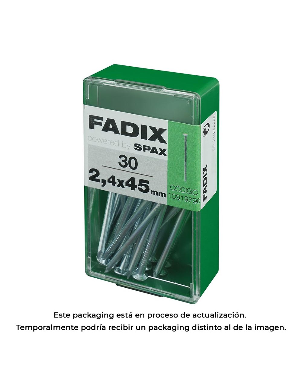 Caja s 30 unid. clavo cp acero 2,4x45mm fadix