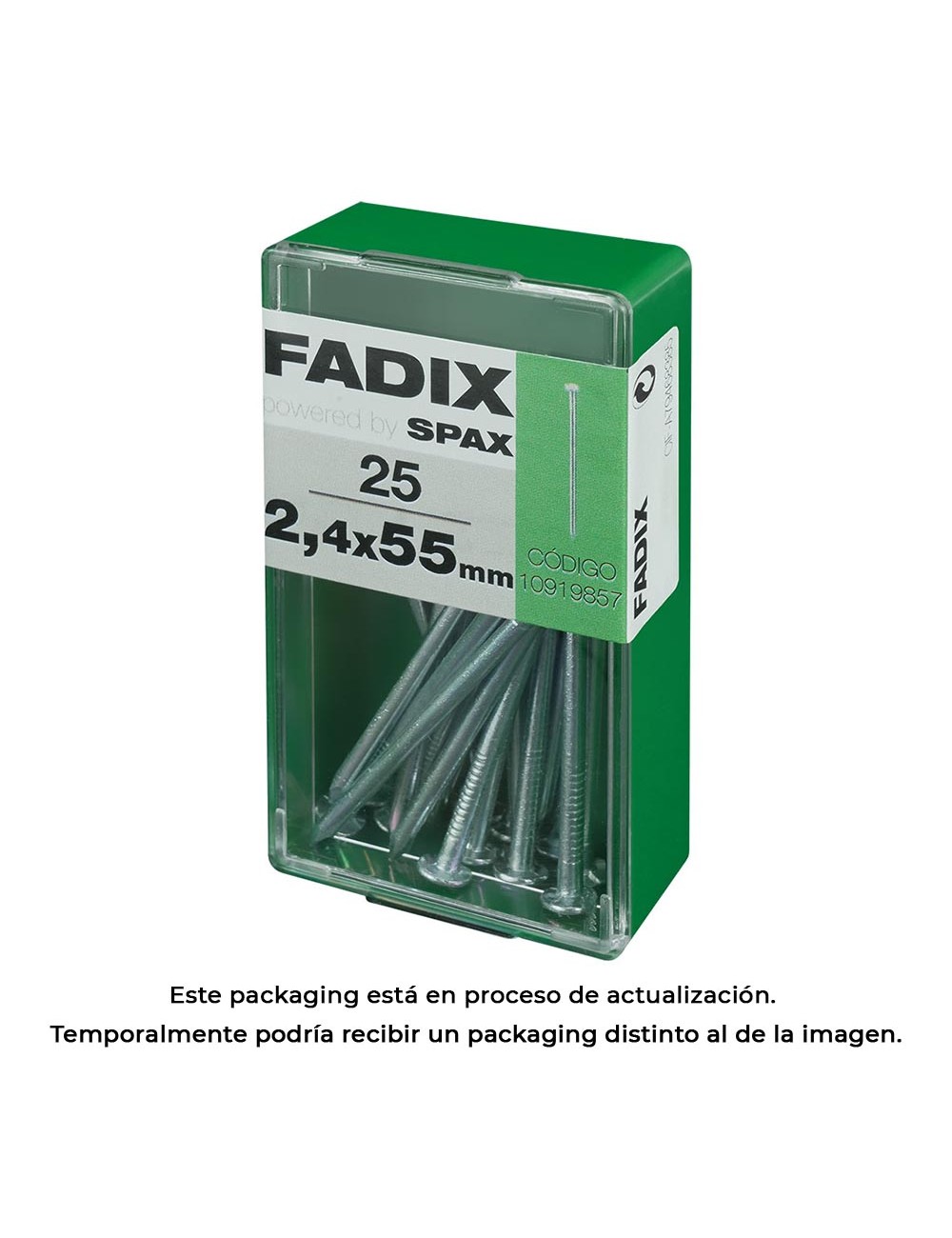 Caja s 25 unid. clavo cp acero 2,4x55mm fadix