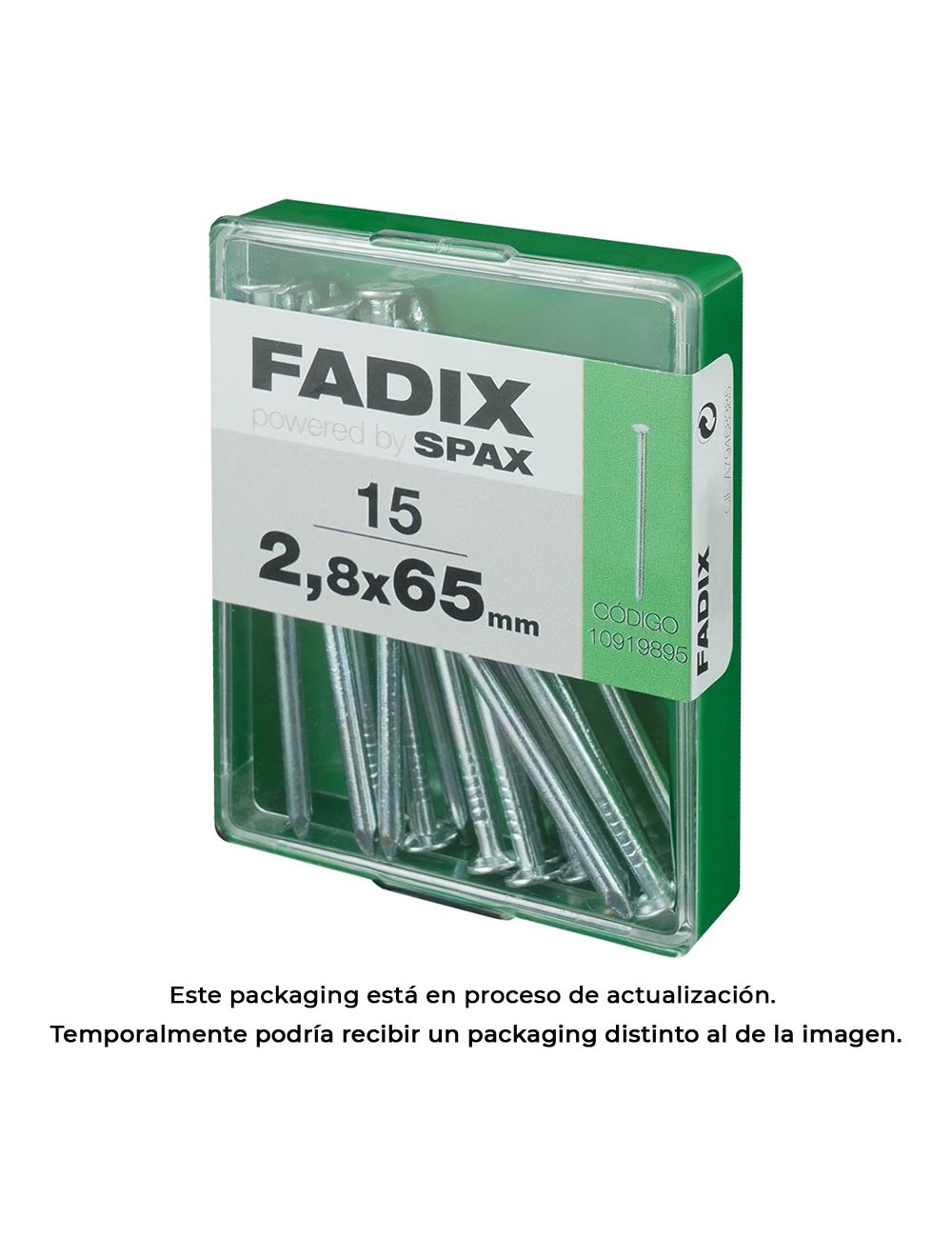 Caja m 15 unid. clavo cp acero 2,7x65mm fadix