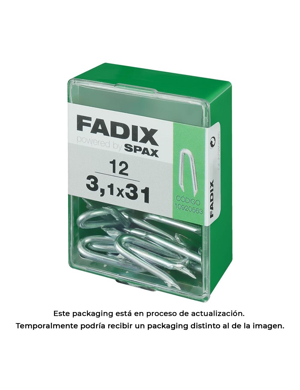 Caja m 12 unid. grampillones cinc 3,1x31mm fadix