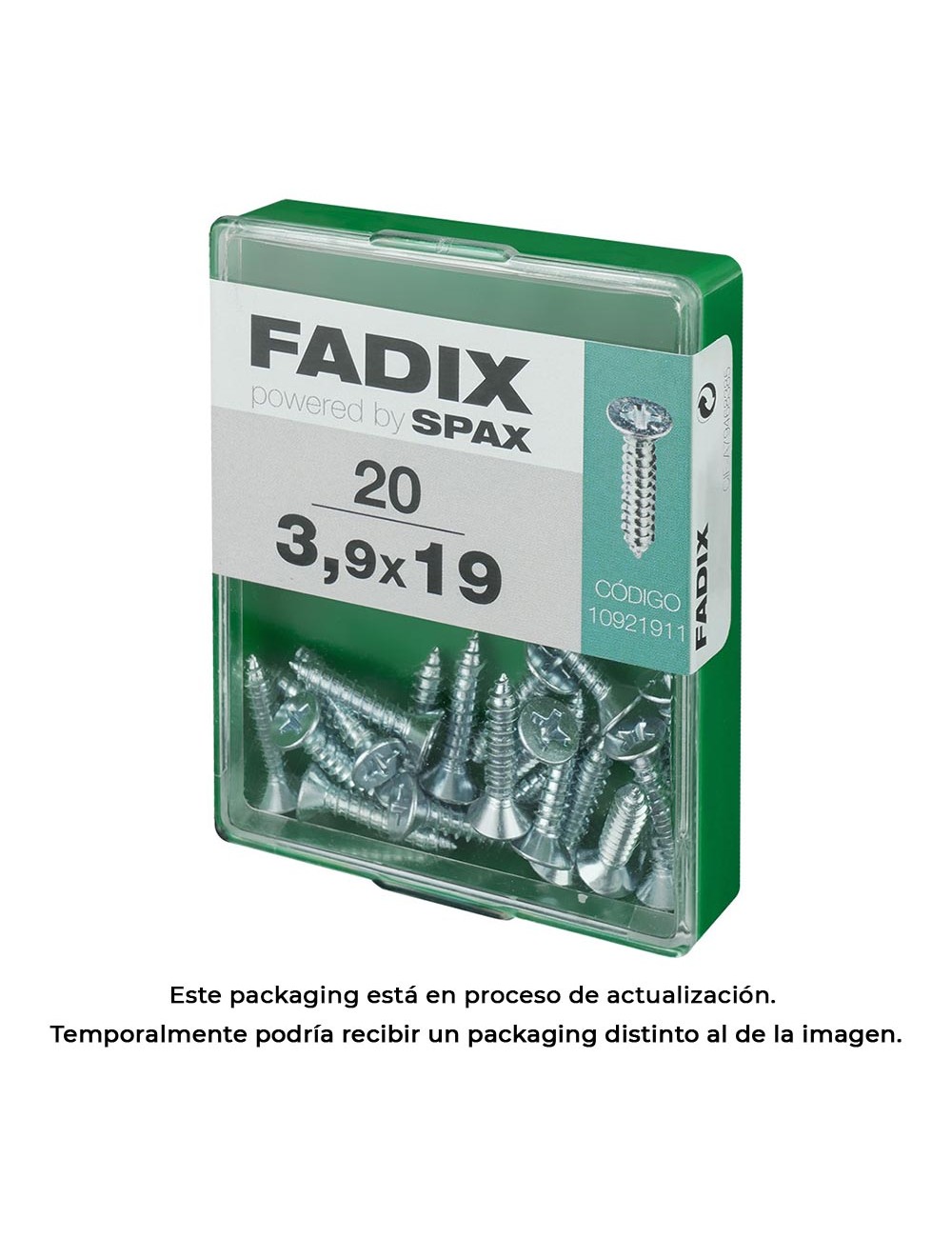 Caja m 20 unid. tornillo rosca chapa cp cinc 3,9x19mm fadix