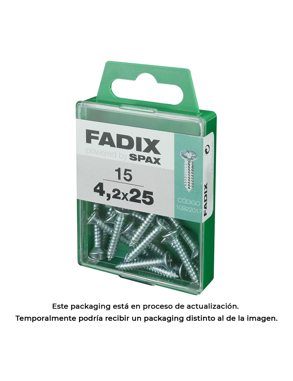 Caja m 15 unid. tornillo rosca chapa cp cinc 4,2x25mm fadix