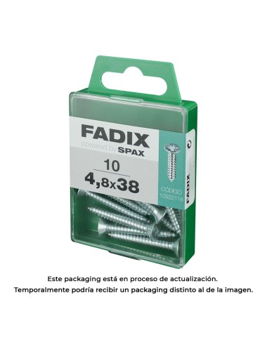 Caja m 10 unid. tornillo rosca chapa cp cinc 4,8x38mm fadix