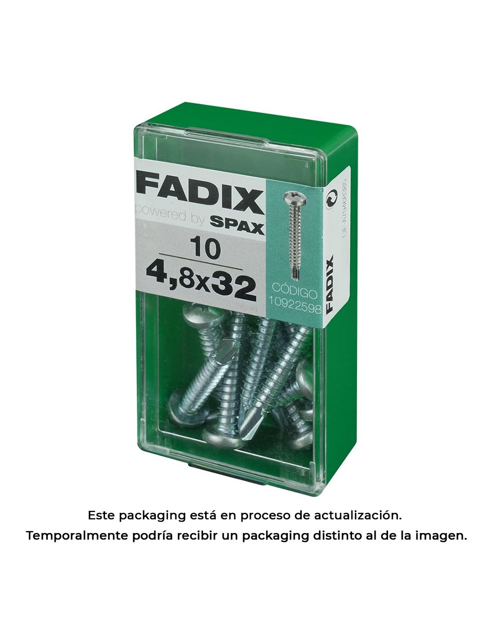 Caja s 10 unid. tornillo rosca chapa cr autot. 4,8x32mm fadix