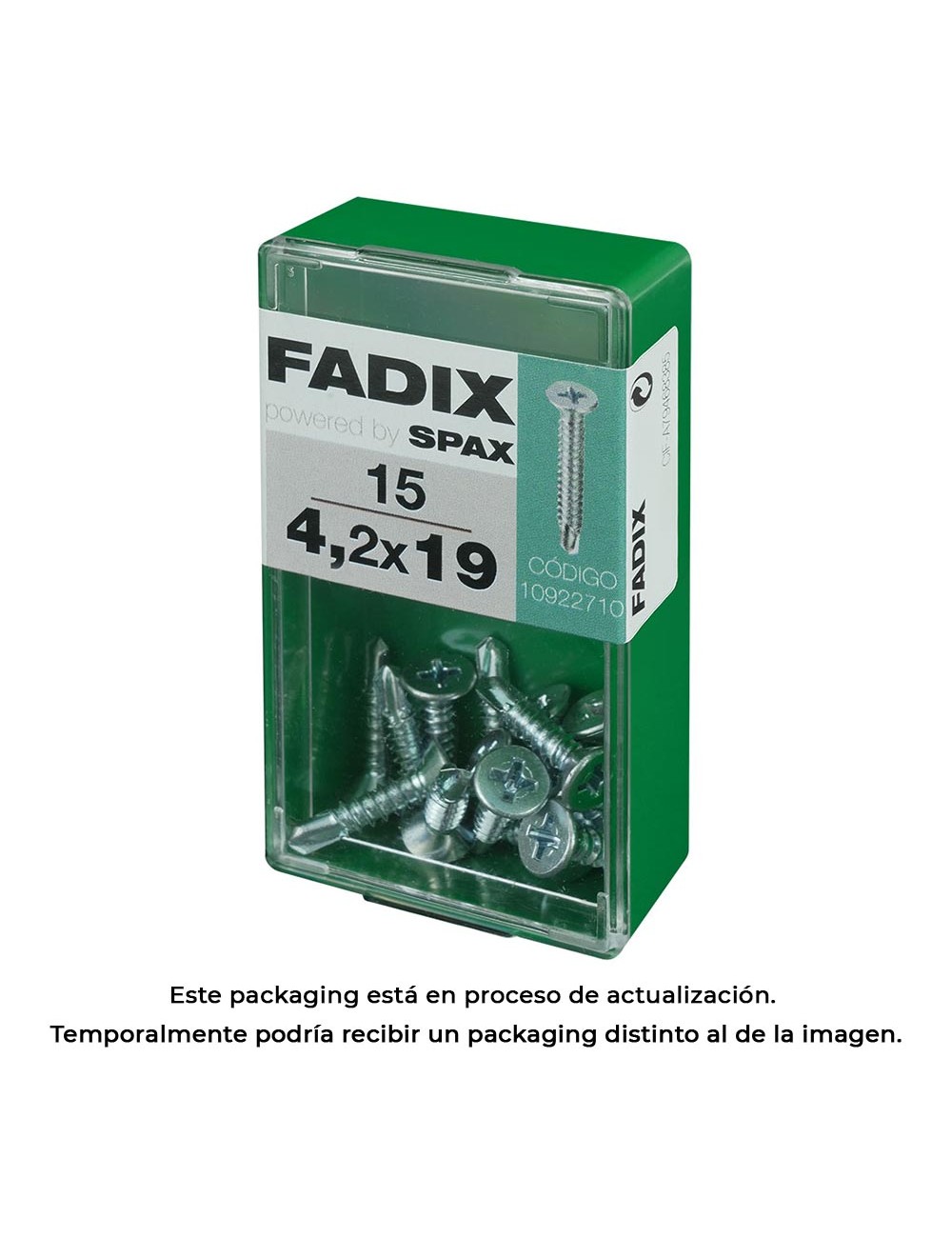 Caja s 15 unid. tornillo rosca chapa cp autot. cinc 4,2x19mm fadix