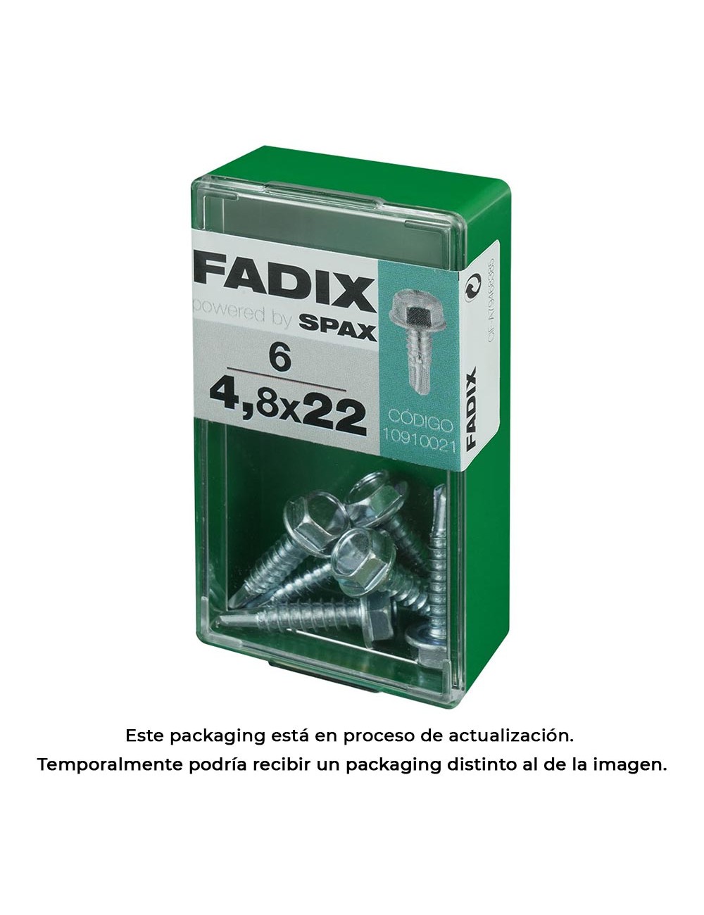 Caja s 6 unid. tornillo rosca chapa hexagonal autot. 4,8x22mm fadix