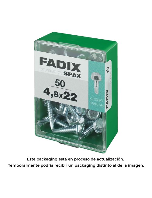 Caja m 50 unid. tornillo rosca chapa hexagonal autot. 4,8x22mm fadix