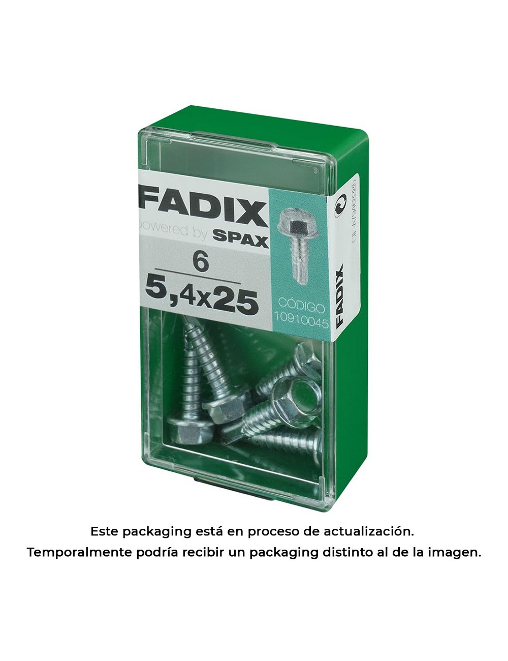 Caja s 6 unid. tornillo rosca chapa hexagonal autot. 5,4x25mm fadix