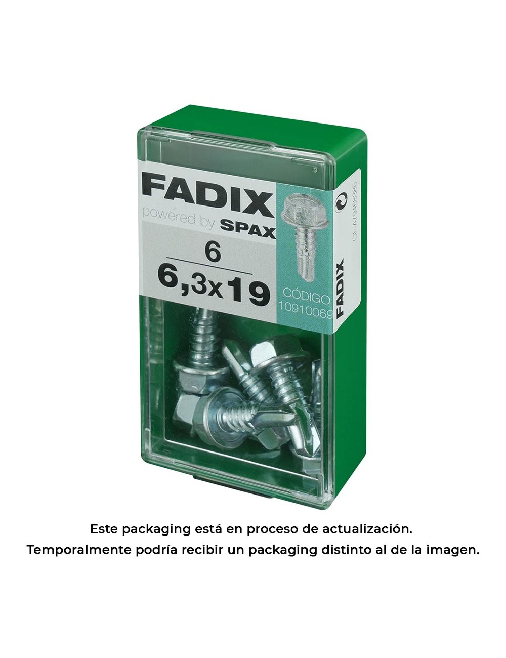 Caja s 6 unid. tornillo rosca chapa hexagonal autot. 6,3x19mm fadix