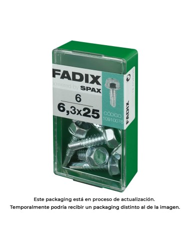 Caja s 6 unid. tornillo rosca chapa hexagonal autot. 6,3x25mm fadix