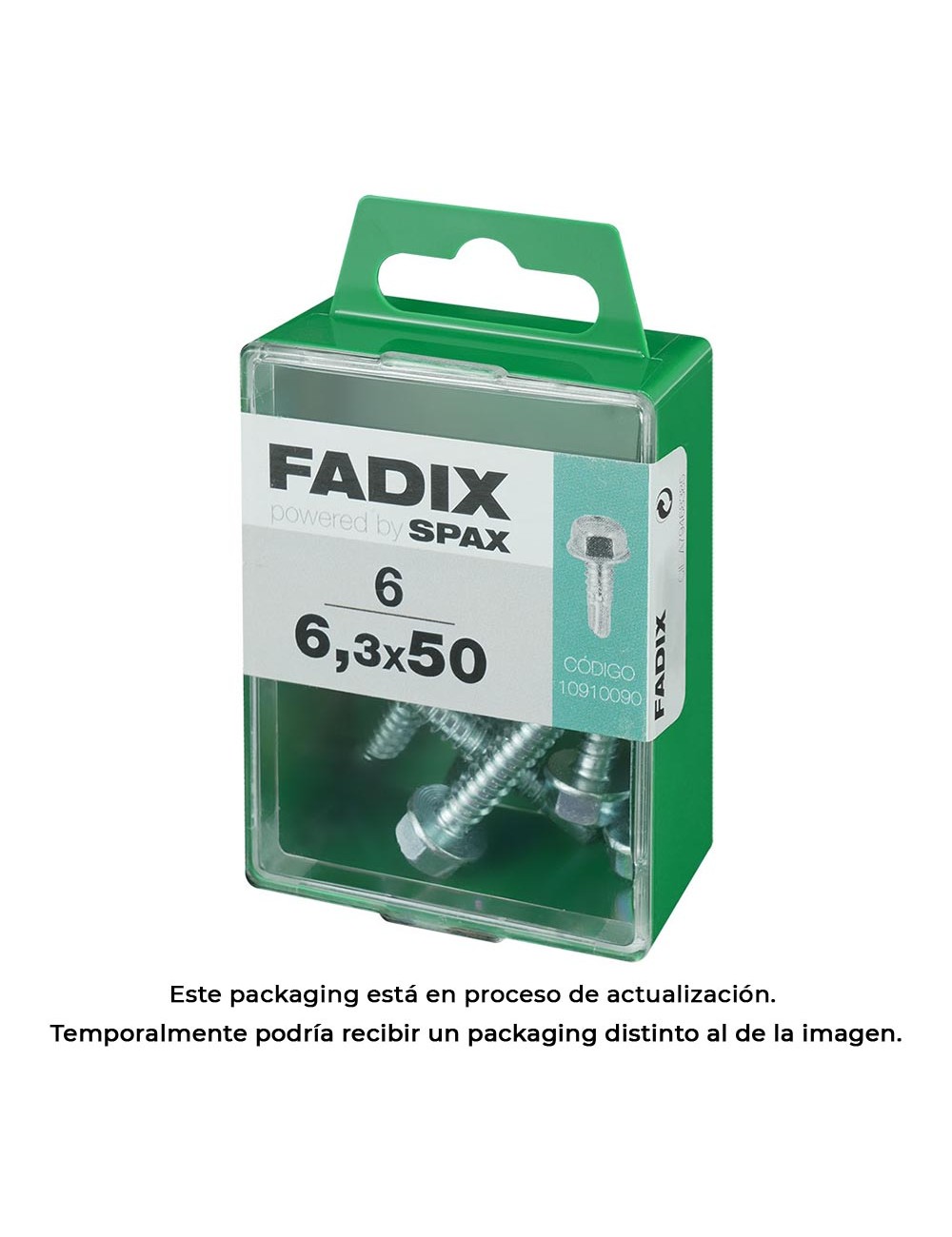 Caja s 6 unid. tornillo rosca chapa hexagonal autot. 6,3x50mm fadix