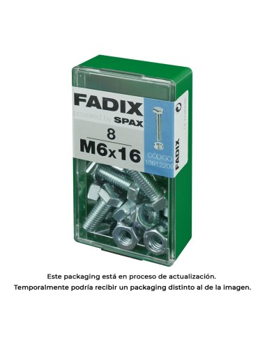 Caja s 8 unid. tornillo metrica cab hex+tuerca cinc m 6x16mm fadix