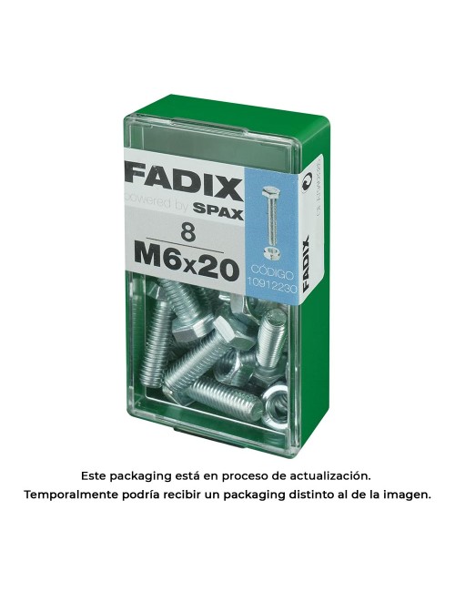 Caja s 8 unid. tornillo metrica cab hex+tuerca cinc m 6x20mm fadix