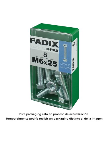 Caja s 8 unid. tornillo metrica cab hex+tuerca cinc m 6x25mm fadix