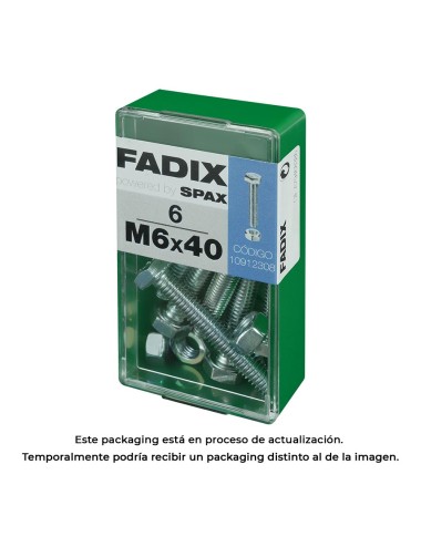 Caja s 6 unid. tornillo metrica cab hex+tuerca cinc m 6x40mm fadix