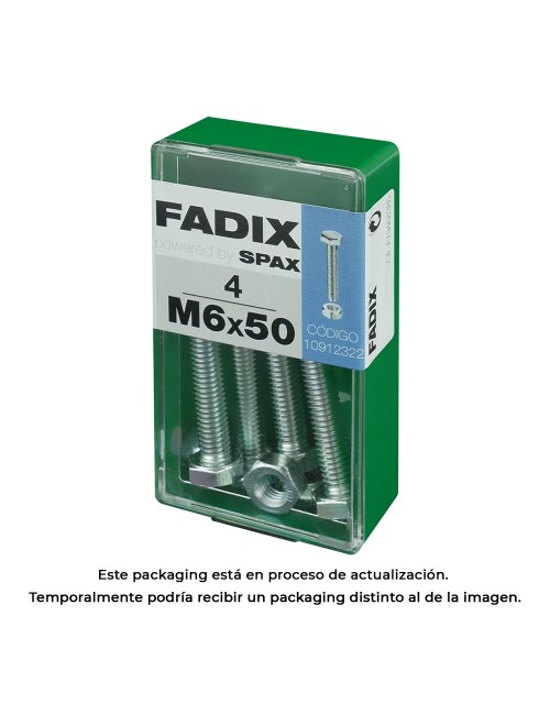 Caja s 4 unid. tornillo metrica cab hex+tuerca cinc m 6x50mm fadix